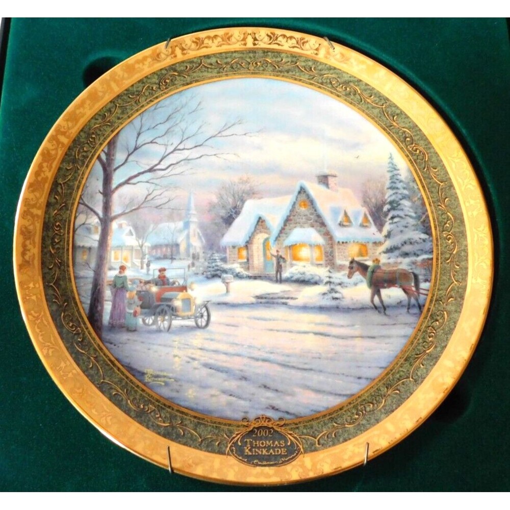 Thomas Kinkade Memories of Christmas 2002 Christmas Plate 9.25" COA Cert VTG